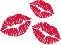 Triple of red kisses Royalty Free Stock Photo