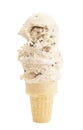 Triple Scoop of Chocolate Chip Cookie Dough Ice Cream on a White Background Royalty Free Stock Photo