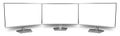 Triple screen pc computer monitor flat screen front side view isolated on white wide panorama background. multimedia technology Royalty Free Stock Photo
