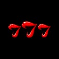 Triple seven illustration on a black background. Women`s lips and 777 winnings in the casino.