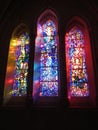 Triple Stained Glass Window at the National Cathedral Royalty Free Stock Photo
