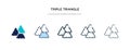 Triple triangle icon in different style vector illustration. two colored and black triple triangle vector icons designed in filled