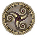 Triple trickle Celtic spiral ornament. Ancient Irish symbol. Ethnic magic sign. Celtic knot pattern. Old triskelion vintage. Print