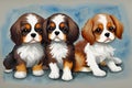 Triple Trouble - Three Baby Cavalier King Charles Cuties