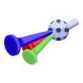 Triple vuvuzela icon isometric vector. Soccer horn Royalty Free Stock Photo