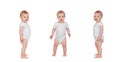 Triplets baby standing in underwear