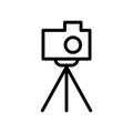 Tripod camera icon line isolated on white background. Black flat thin icon on modern outline style. Linear symbol and editable Royalty Free Stock Photo