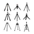 tripod camera set cartoon vector illustration Royalty Free Stock Photo