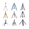 tripod camera set cartoon vector illustration Royalty Free Stock Photo