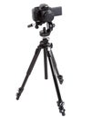 Tripod with camera stand with head ball isolated on white background Royalty Free Stock Photo