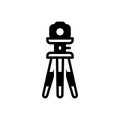 Black solid icon for Tripod, camera and stand Royalty Free Stock Photo
