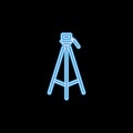 tripod icon in neon style. One of photo collection icon can be used for UI, UX