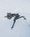 On the tripod Russian grenade launcher in winter. Royalty Free Stock Photo
