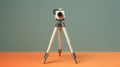 Minimalist 1980s Design Camera Tripod On Orange Background Royalty Free Stock Photo