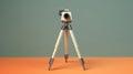 Minimalist 1980s Design Camera Tripod On Orange Background