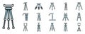 Tripod support icons set vector color line Royalty Free Stock Photo