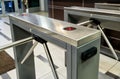 The tripod turnstile with electronic card reader Royalty Free Stock Photo