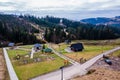 The tripoint of the borders of Poland, Slovakia and the Czech Republic in the mountains in winter from a bird\'s eye view.