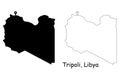 Tripoli Libya. Detailed Country Map with Location Pin on Capital City.