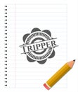 Tripper emblem with pencil effect. Vector Illustration. Detailed Royalty Free Stock Photo