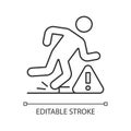 Tripping hazards linear manual label icon