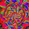 A trippy abstract digital art piece with vibrant colors and hypnotic patterns, reminiscent of a psychedelic experience1, Generat