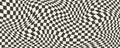 Trippy checkerboard background. Retro psychedelic checkered wallpaper. Wavy groovy chessboard surface. Distorted Royalty Free Stock Photo