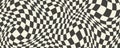 Trippy checkerboard background. Retro psychedelic checkered wallpaper. Wavy groovy chessboard surface. Distorted Royalty Free Stock Photo