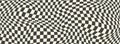 Trippy checkerboard background. Retro psychedelic checkered wallpaper. Wavy groovy chessboard surface. Distorted liquid Royalty Free Stock Photo