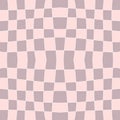 Trippy grid retro checkerboard seamless pattern in 1970s style. Checkered background with distorted squares. Royalty Free Stock Photo