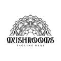Trippy mushrooms mandala enchanting half logo illustrations silhouette