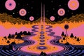 Trippy and psychedelic artwork. Surreal illustration in vivid multicolors Royalty Free Stock Photo