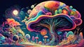 Trippy and psychedelic artwork in Retro hippie style, Generative AI