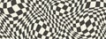 Trippy psychedelic checkerboard background. Retro checkered wallpaper. Wavy groovy chessboard surface. Distorted Royalty Free Stock Photo
