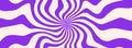 Trippy purple burst lines background. Retro psychedelic wavy stripes wallpaper. Groovy twisted sun burst swirl