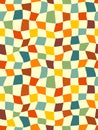 Trippy, retro 70s chessboard, grid seamless pattern with rainbow check