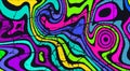 Trippy strip psychedelic pattern. Neon grunge wavy background