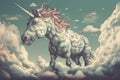 trippy unicorn, with its head in the clouds and hoofs on the ground