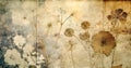 A triptych of abstract autumn background in vintage style. Chemigram and photogram image