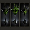 Triptych Of Martini Cocktails by Generative Ai