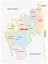 Tripura administrative and political vector map, india