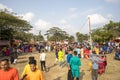 Tripura, India - February 5 2022: Large amount of people are gathered in a Saraswati Puja program at Teliamura
