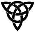 Trinity knot in black. Celtic symbol also known as Triquetra. Isolated background.