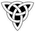 Trinity knot in black contour. Celtic symbol also known as Triquetra. Isolated background.