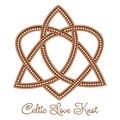 Triquetra Heart Celtic Endless Knot, a Slavic symbol embellished with Scandinavian patterns. Beige trendy