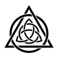 Triquetra inside a triangle interlaced with circle symbol