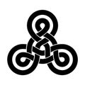 Triquetra knot sign made of two intertwined stripes. Modern stylization of celtic trinity symbol Royalty Free Stock Photo