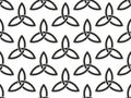 Triquetra seamless pattern. Black symbols isolated on white background. Trinity or trefoil knot. Celtic symbol of eternity. Vector Royalty Free Stock Photo