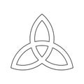 Triquetra sign icon. Leaf-like celtic symbol. Trinity or trefoil knot. Simple black outline vector illustration Royalty Free Stock Photo