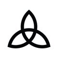 Triquetra sign icon. Leaf-like celtic symbol. Trinity or trefoil knot. Simple black vector illustration